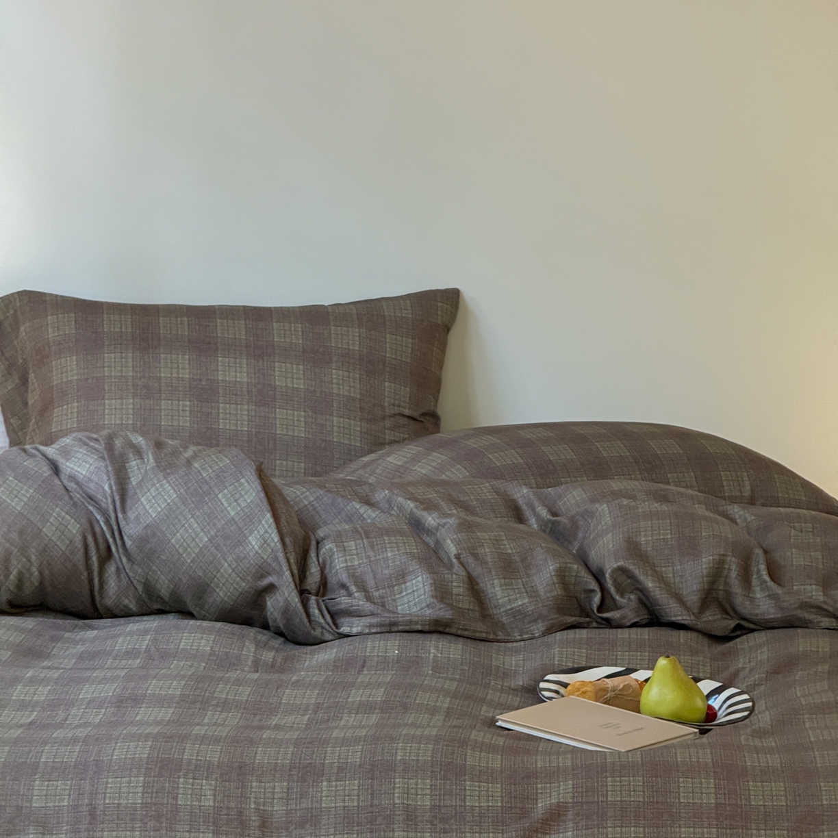 91家纺网 家纺一手货源 找家纺 窝米 2025新品全棉纯棉双层纱简约条格四件套系列第一组 致在-绿