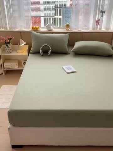 91家纺网 家纺一手货源 找家纺 卡迪熊家纺 2025新款超柔云感双层纱床笠 双层纱-翠绿