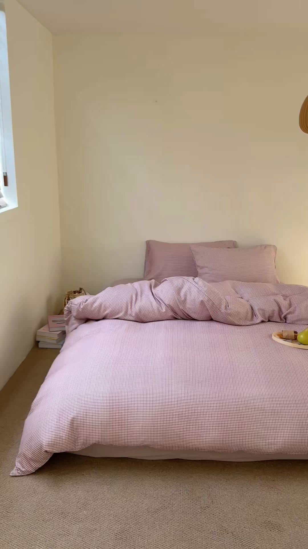 91家纺网 家纺一手货源 找家纺 窝米 2025新品全棉纯棉双层纱简约条格四件套系列第一组 品小格-紫