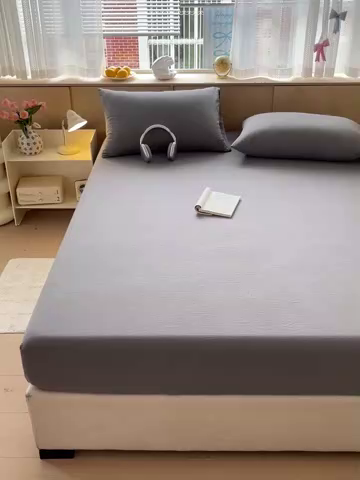 91家纺网 家纺一手货源 找家纺 卡迪熊家纺 2025新款超柔云感双层纱床笠 双层纱-浅灰