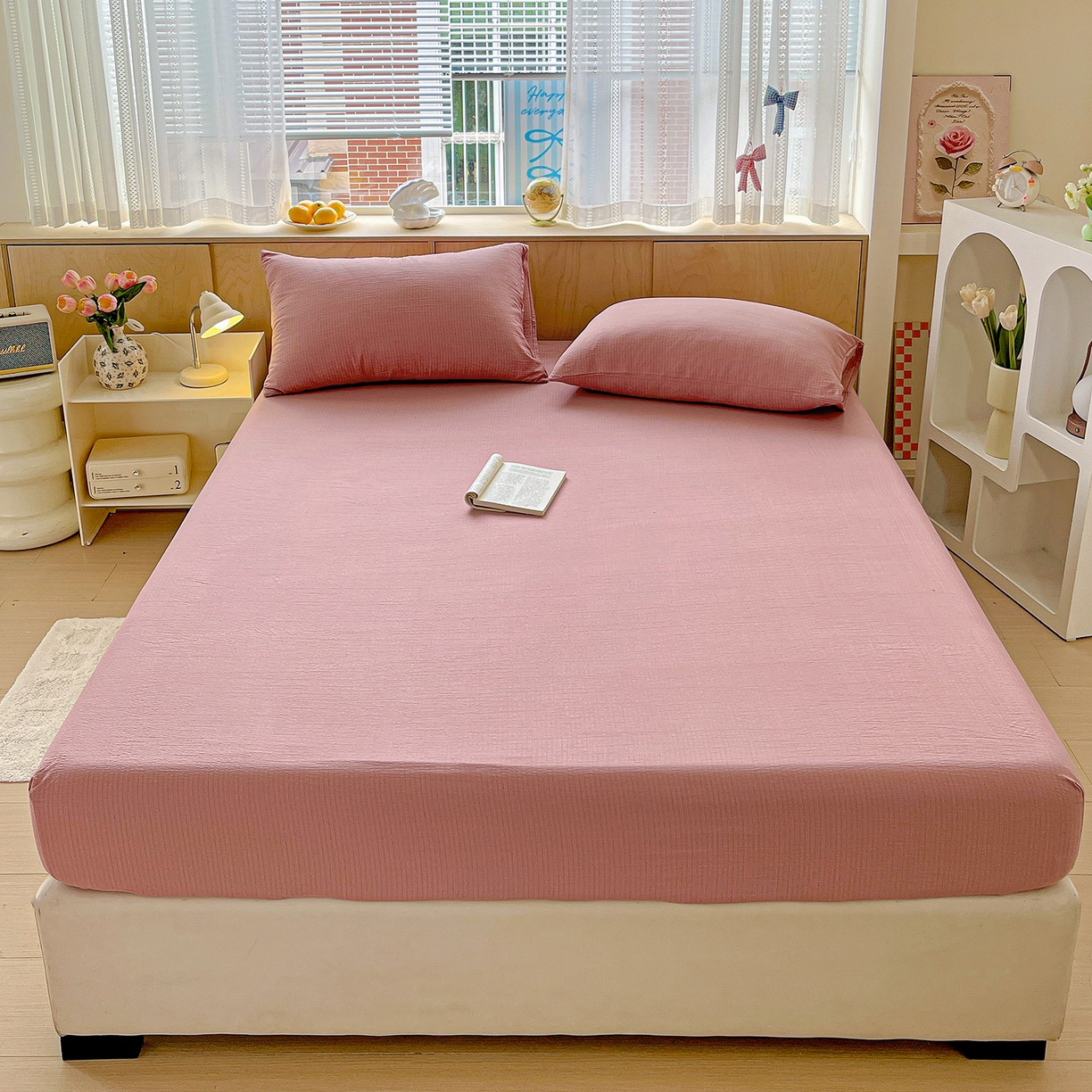 91家纺网 家纺一手货源 找家纺 （总）彩韵家纺 2025新款超柔云感双层纱床笠