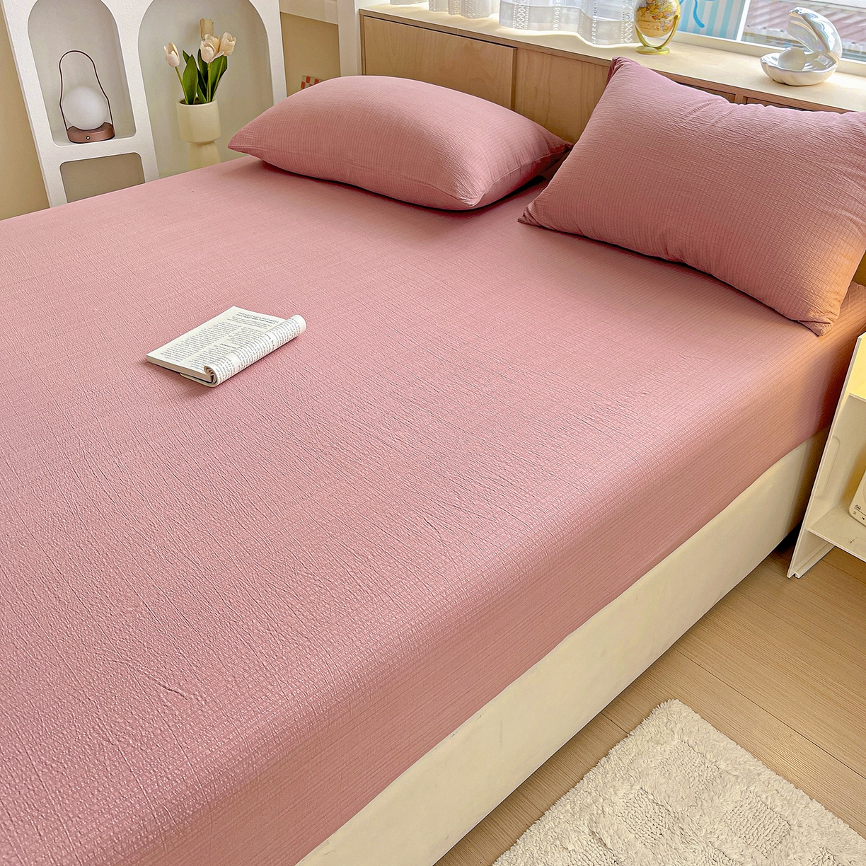 91家纺网 家纺一手货源 找家纺 （总）彩韵家纺 2025新款超柔云感双层纱床笠