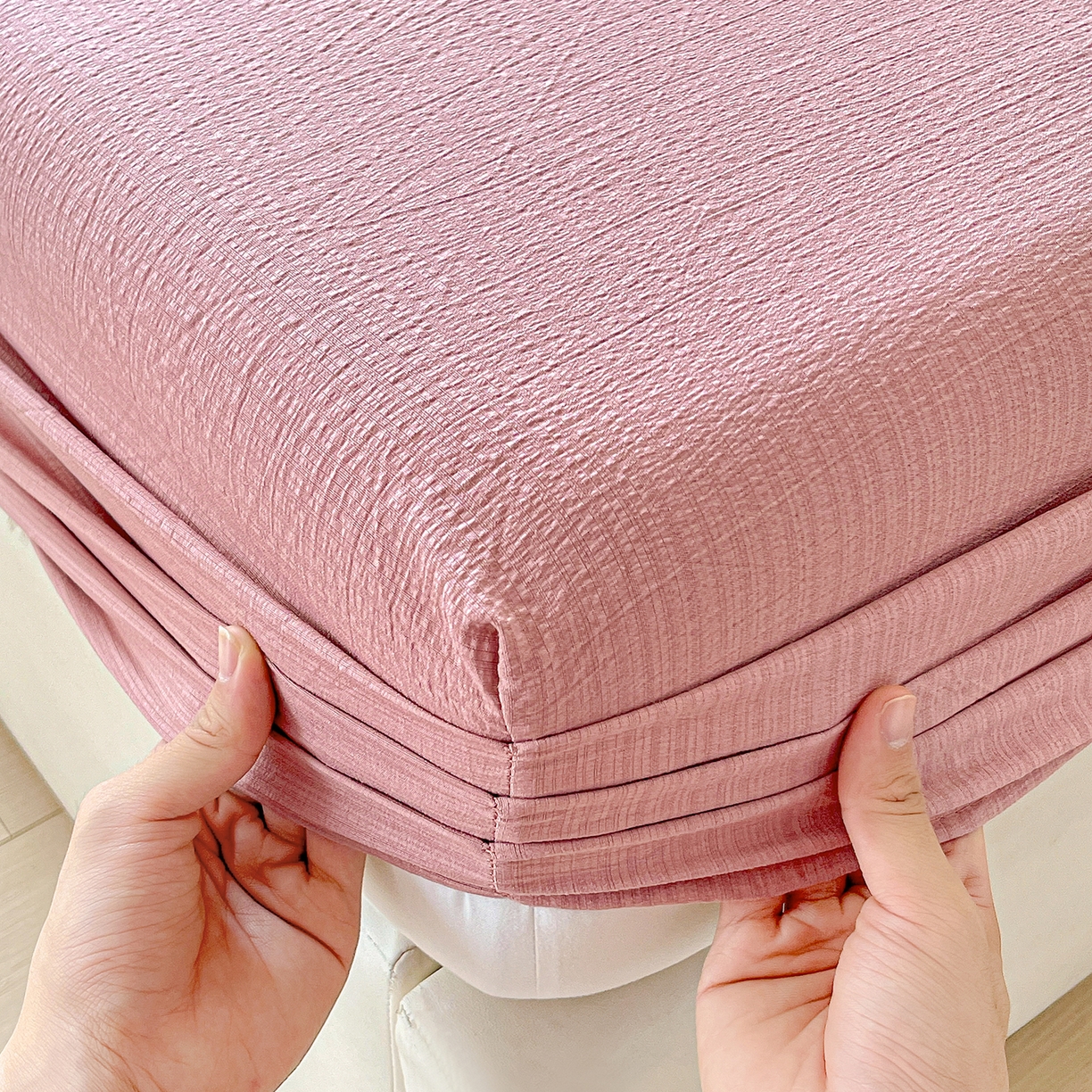 91家纺网 家纺一手货源 找家纺 （总）彩韵家纺 2025新款超柔云感双层纱床笠