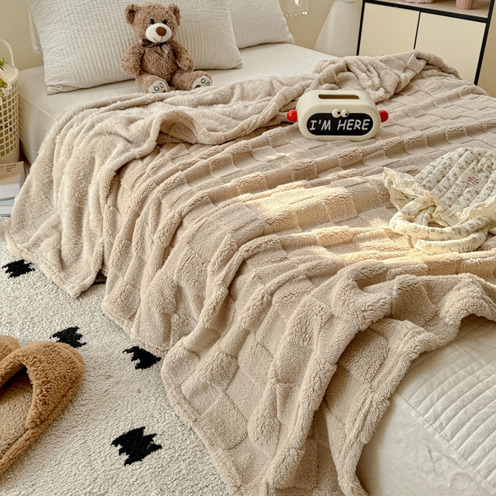 91家纺网 家纺一手货源 找家纺 （总）耀悦家纺 2025新款塔芙绒多功能面包格毛毯毯子