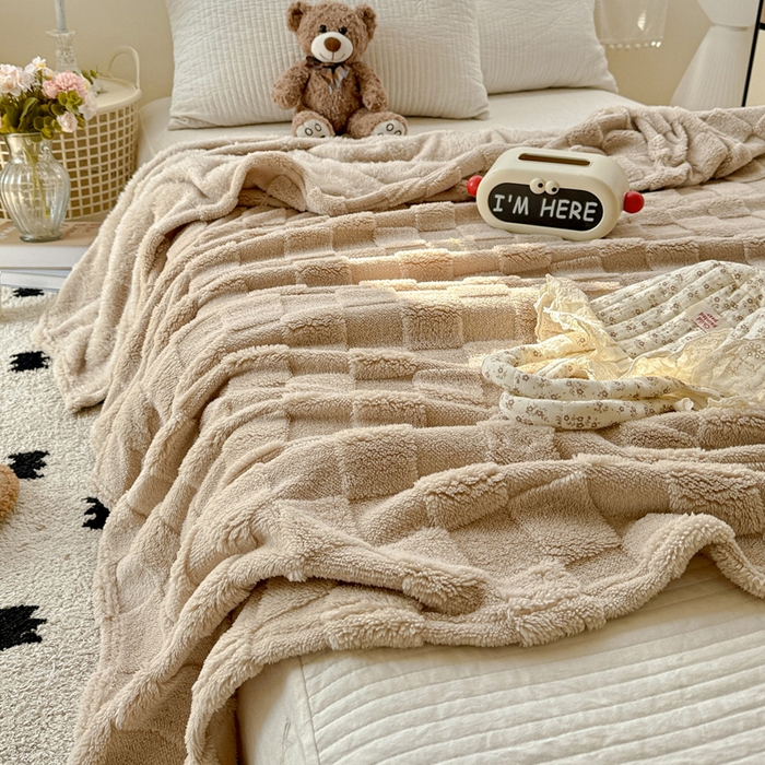 91家纺网 家纺一手货源 找家纺 （总）耀悦家纺 2025新款塔芙绒多功能面包格毛毯毯子