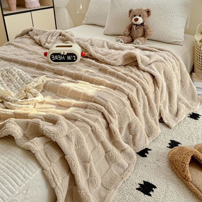 91家纺网 家纺一手货源 找家纺 （总）耀悦家纺 2025新款塔芙绒多功能面包格毛毯毯子