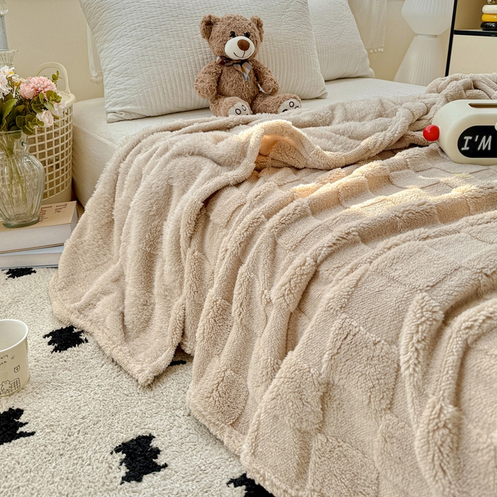 91家纺网 家纺一手货源 找家纺 （总）耀悦家纺 2025新款塔芙绒多功能面包格毛毯毯子