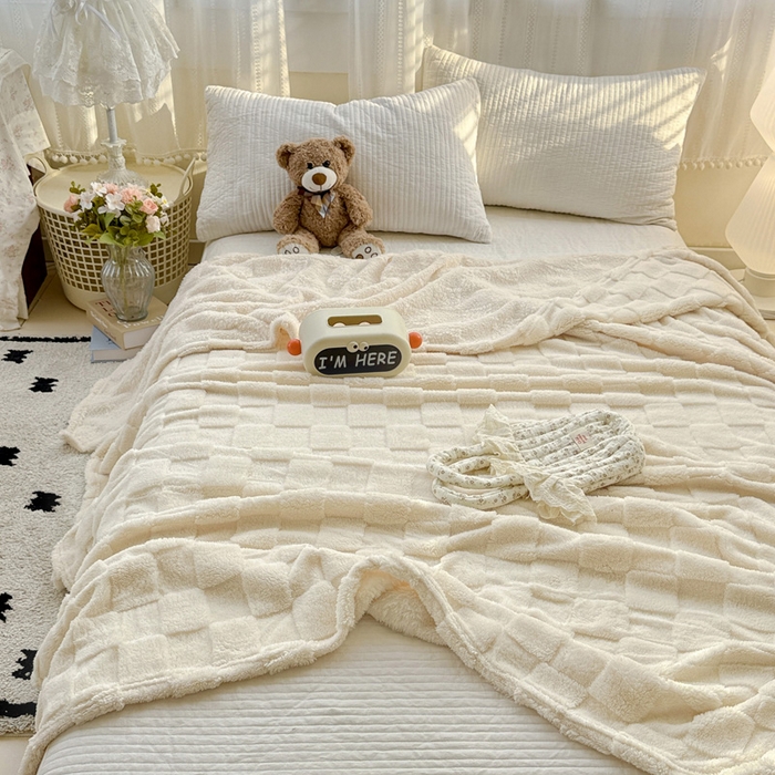 91家纺网 家纺一手货源 找家纺 （总）耀悦家纺 2025新款塔芙绒多功能面包格毛毯毯子