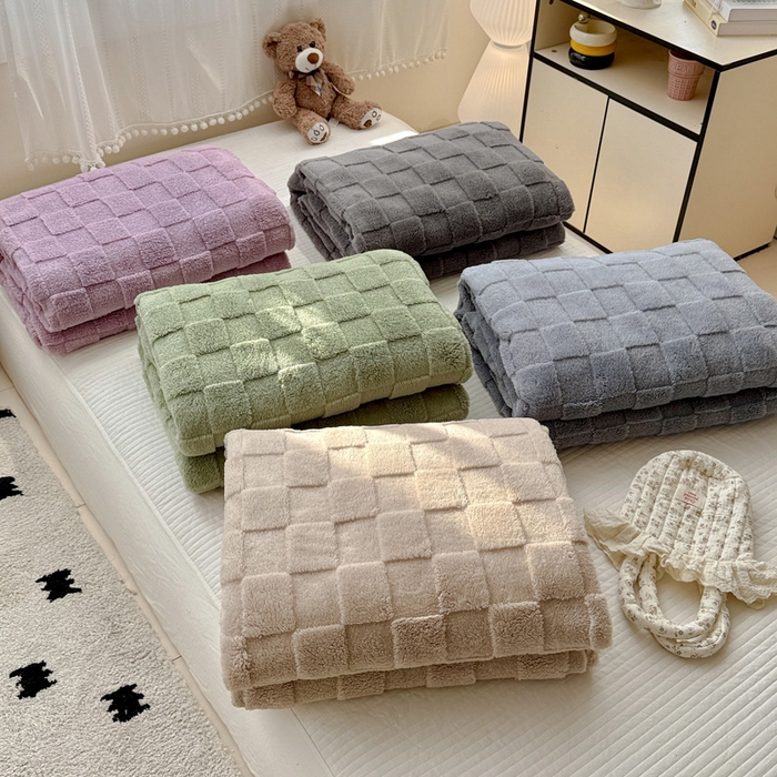 耀悦家纺 2025新款塔芙绒多功能面包格毛毯毯子 组合图仅做展示