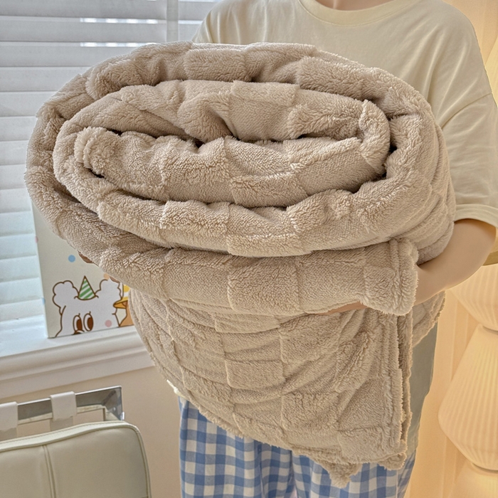 91家纺网 家纺一手货源 找家纺 （总）耀悦家纺 2025新款塔芙绒多功能面包格毛毯毯子