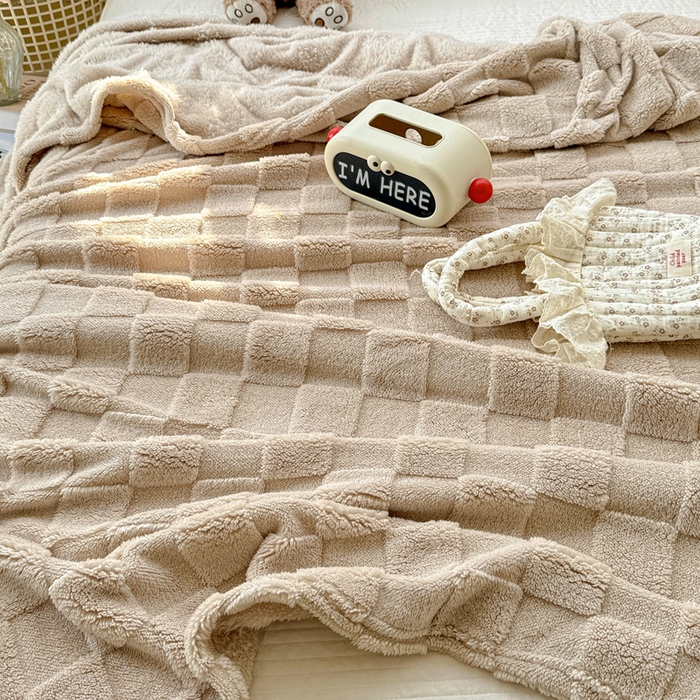 91家纺网 家纺一手货源 找家纺 （总）耀悦家纺 2025新款塔芙绒多功能面包格毛毯毯子