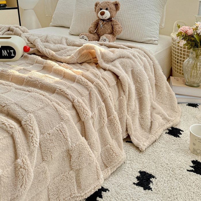 91家纺网 家纺一手货源 找家纺 （总）耀悦家纺 2025新款塔芙绒多功能面包格毛毯毯子