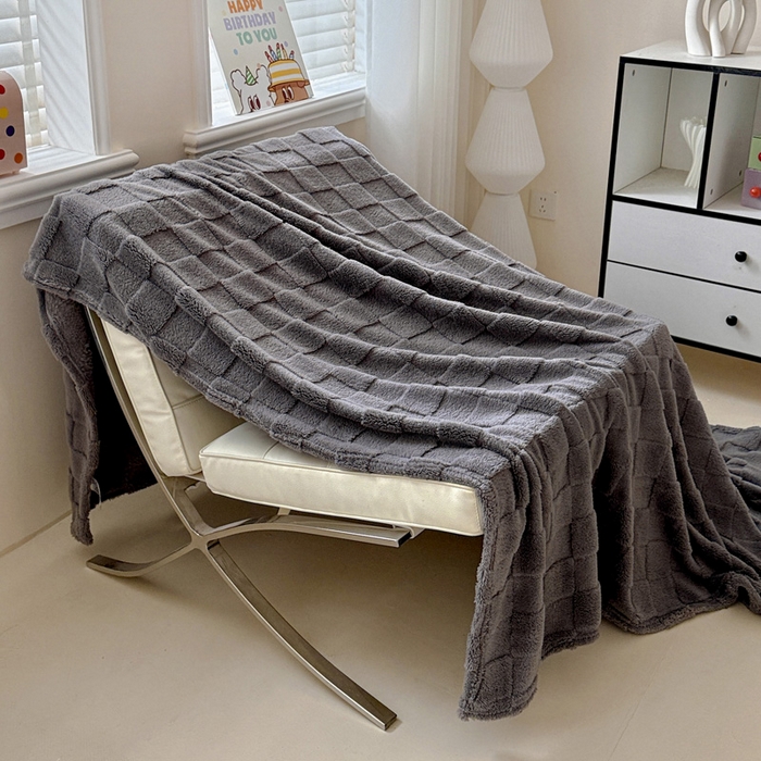 91家纺网 家纺一手货源 找家纺 耀悦家纺 2025新款塔芙绒多功能面包格毛毯毯子 面包格-芝麻