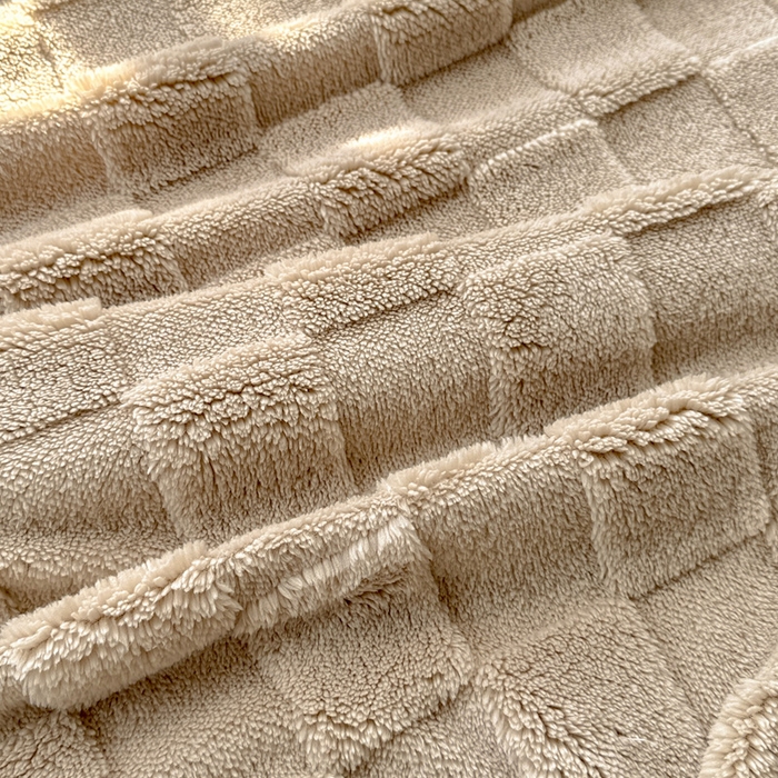 91家纺网 家纺一手货源 找家纺 耀悦家纺 2025新款塔芙绒多功能面包格毛毯毯子 面包格-曲奇