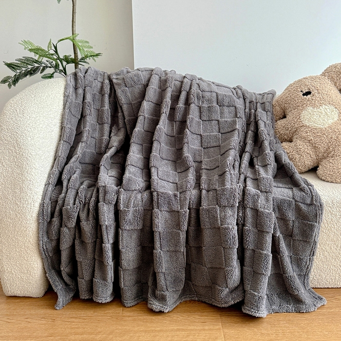 91家纺网 家纺一手货源 找家纺 耀悦家纺 2025新款塔芙绒多功能面包格毛毯毯子 面包格-芝麻