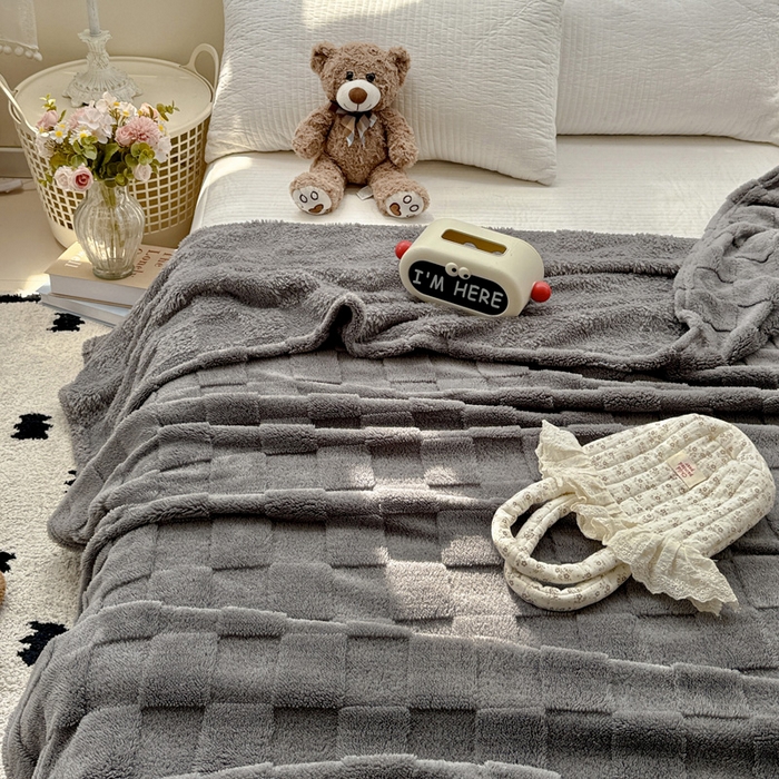 91家纺网 家纺一手货源 找家纺 耀悦家纺 2025新款塔芙绒多功能面包格毛毯毯子 面包格-芝麻