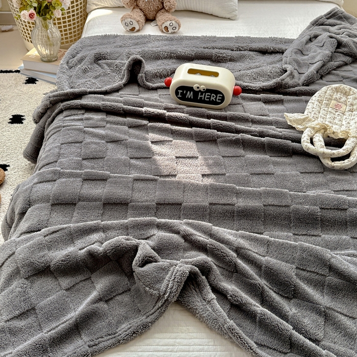 91家纺网 家纺一手货源 找家纺 耀悦家纺 2025新款塔芙绒多功能面包格毛毯毯子 面包格-芝麻