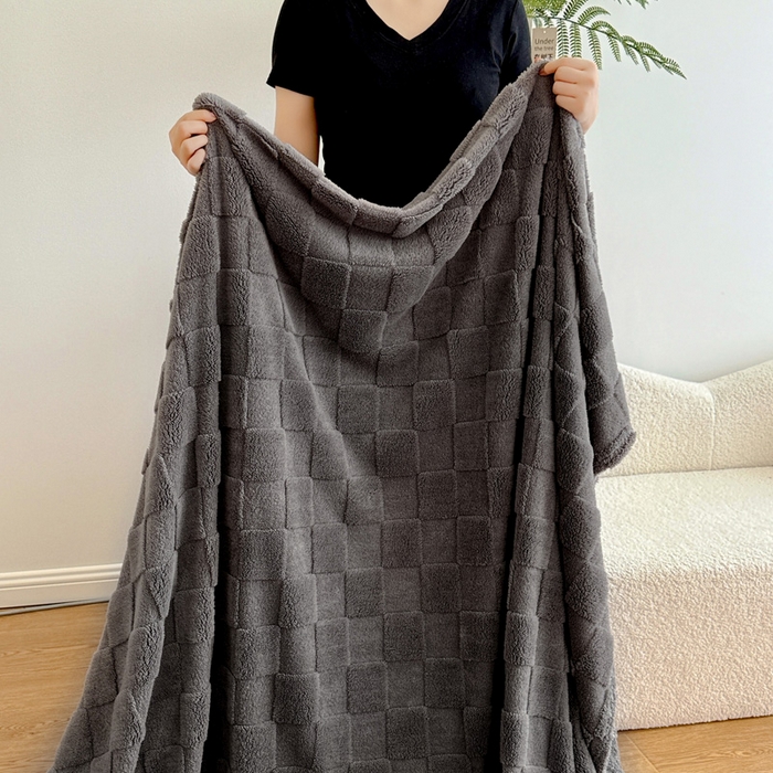 91家纺网 家纺一手货源 找家纺 耀悦家纺 2025新款塔芙绒多功能面包格毛毯毯子 面包格-芝麻