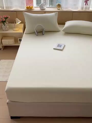 91家纺网 家纺一手货源 找家纺 彩韵家纺 2025新款超柔云感双层纱床笠 双层纱-乳白