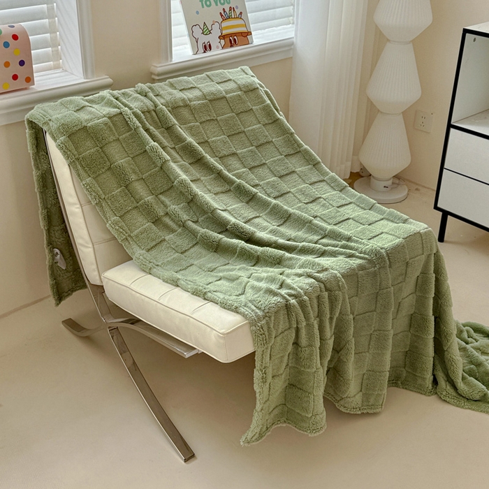 91家纺网 家纺一手货源 找家纺 耀悦家纺 2025新款塔芙绒多功能面包格毛毯毯子 面包格-抹茶
