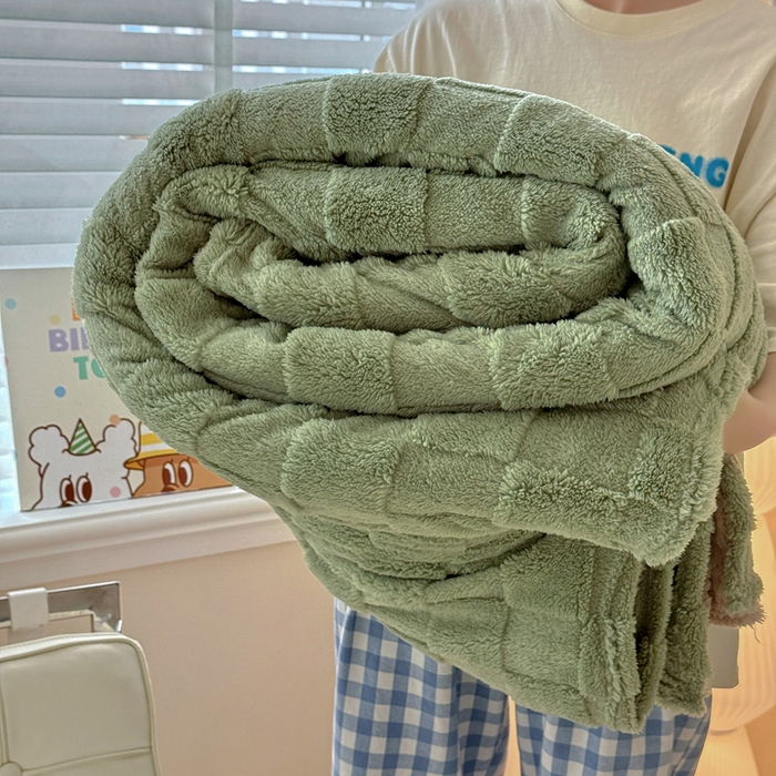 91家纺网 家纺一手货源 找家纺 耀悦家纺 2025新款塔芙绒多功能面包格毛毯毯子 面包格-抹茶