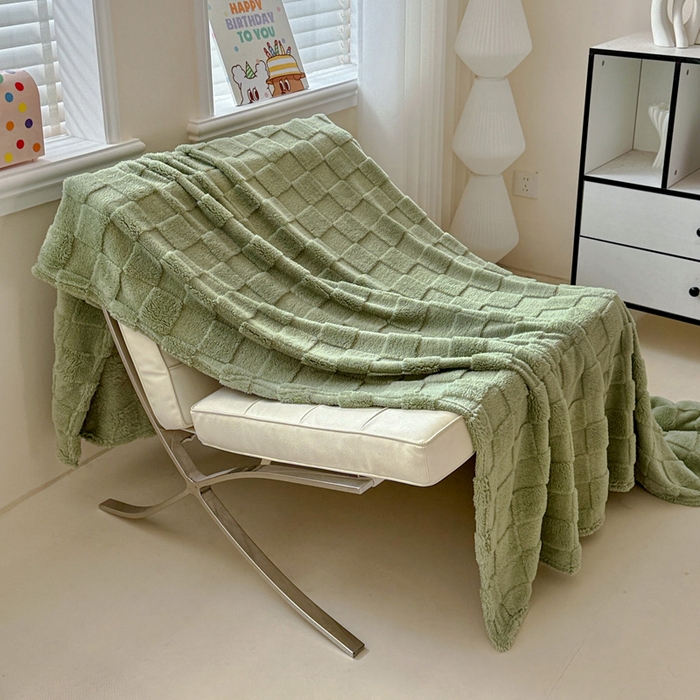 91家纺网 家纺一手货源 找家纺 耀悦家纺 2025新款塔芙绒多功能面包格毛毯毯子 面包格-抹茶