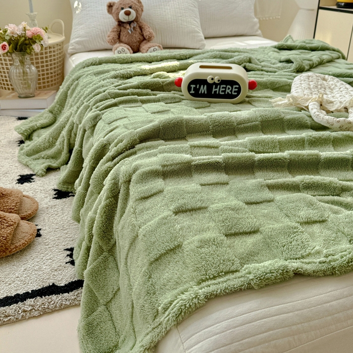 91家纺网 家纺一手货源 找家纺 耀悦家纺 2025新款塔芙绒多功能面包格毛毯毯子 面包格-抹茶