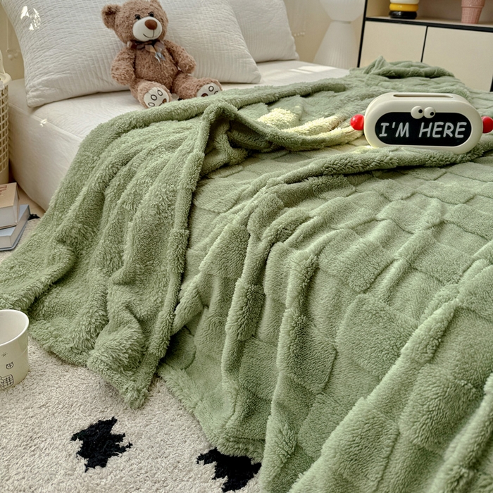 91家纺网 家纺一手货源 找家纺 耀悦家纺 2025新款塔芙绒多功能面包格毛毯毯子 面包格-抹茶