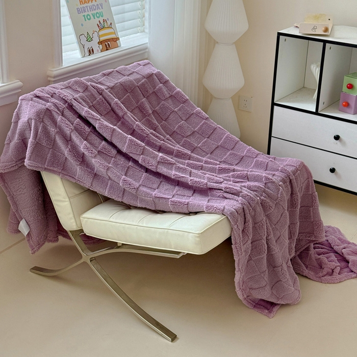 91家纺网 家纺一手货源 找家纺 耀悦家纺 2025新款塔芙绒多功能面包格毛毯毯子 面包格-葡萄