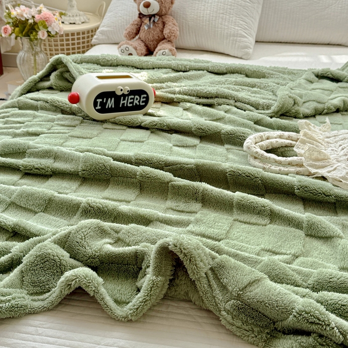 91家纺网 家纺一手货源 找家纺 耀悦家纺 2025新款塔芙绒多功能面包格毛毯毯子 面包格-抹茶