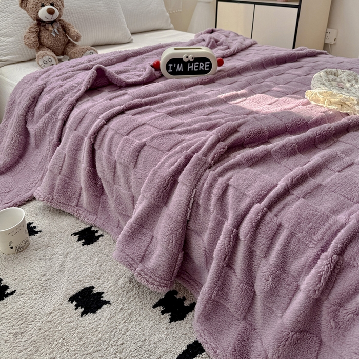 91家纺网 家纺一手货源 找家纺 耀悦家纺 2025新款塔芙绒多功能面包格毛毯毯子 面包格-葡萄