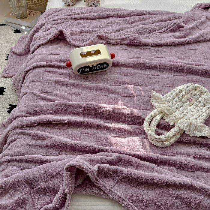 91家纺网 家纺一手货源 找家纺 耀悦家纺 2025新款塔芙绒多功能面包格毛毯毯子 面包格-葡萄