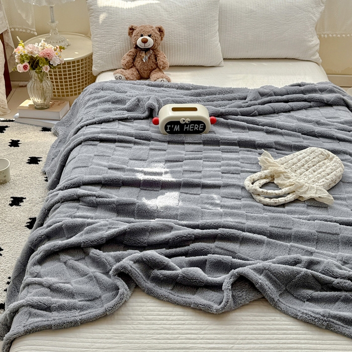 耀悦家纺 2025新款塔芙绒多功能面包格毛毯毯子 面包格-蓝莓