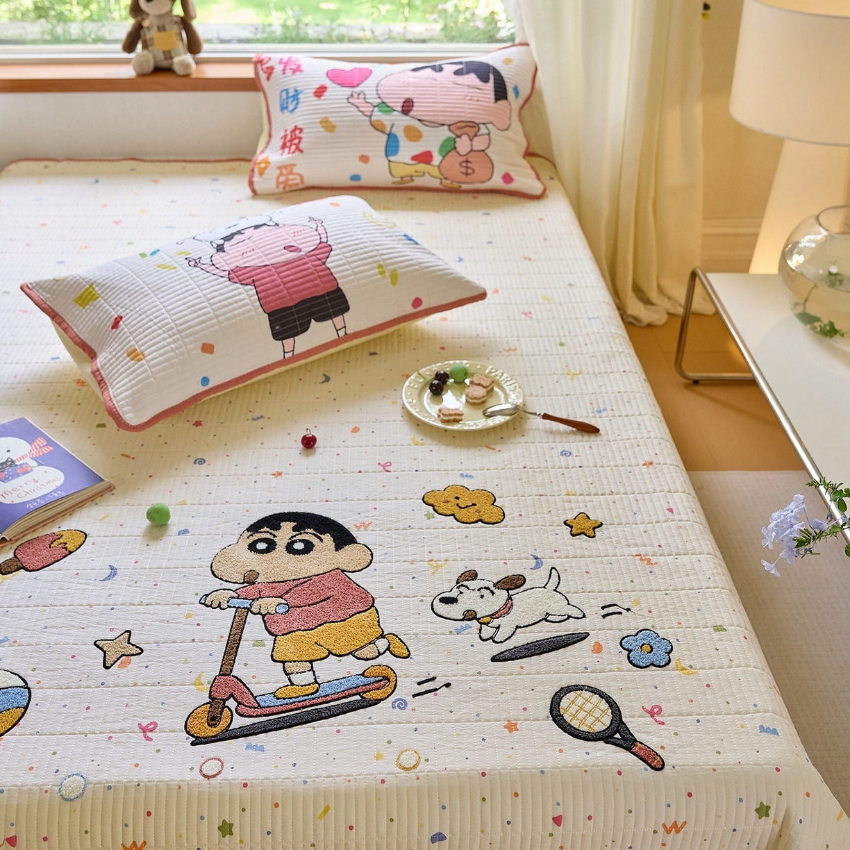 91家纺网 家纺一手货源 找家纺 （总）鑫喜莱家纺 2025新款毛巾绣云朵棉床盖三件套