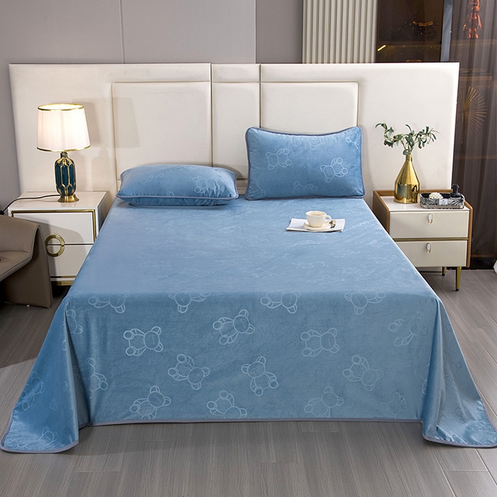 91家纺网 家纺一手货源 找家纺 茗婷家纺 2025新款供跨境外贸亚马逊保暖水晶绒防水床单单床单床单单件隔尿垫护理垫 湖蓝色