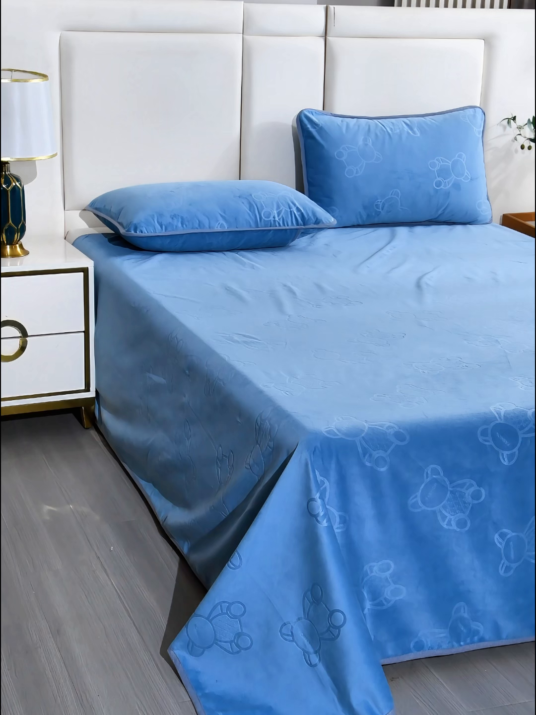 91家纺网 家纺一手货源 找家纺 茗婷家纺 2025新款供跨境外贸亚马逊保暖水晶绒防水床单单床单床单单件隔尿垫护理垫 湖蓝色