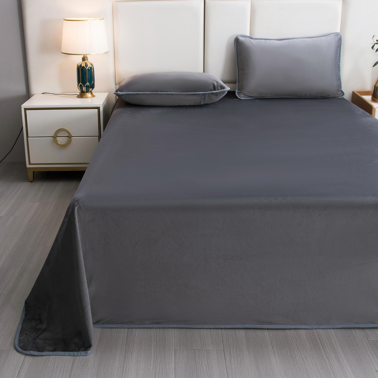 91家纺网 家纺一手货源 找家纺 茗婷家纺 2025新款供跨境外贸亚马逊保暖水晶绒防水床单单床单床单单件隔尿垫护理垫 深灰