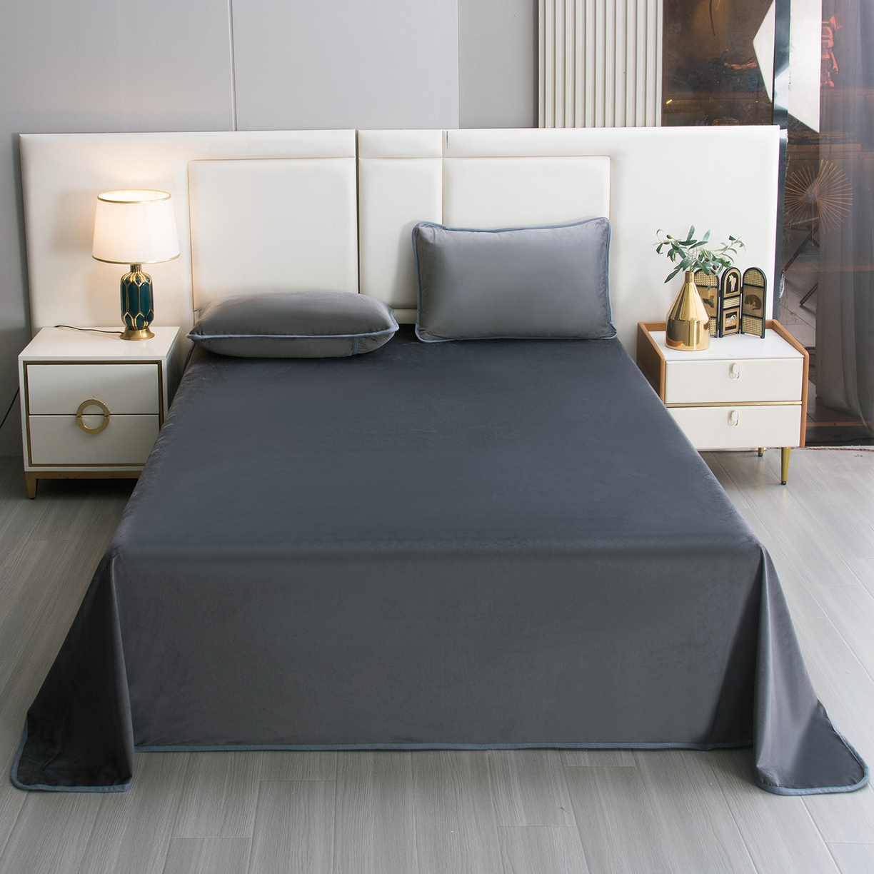 91家纺网 家纺一手货源 找家纺 茗婷家纺 2025新款供跨境外贸亚马逊保暖水晶绒防水床单单床单床单单件隔尿垫护理垫 深灰