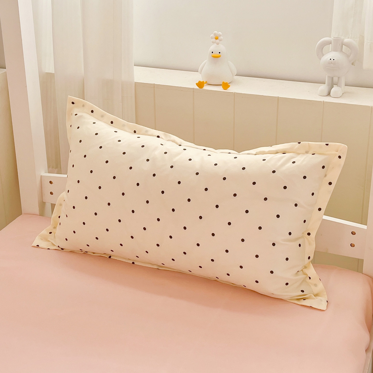 91家纺网 家纺一手货源 找家纺 楠沐家纺 2025新款格子系列芦荟棉学生三件套四件套 粉色波点