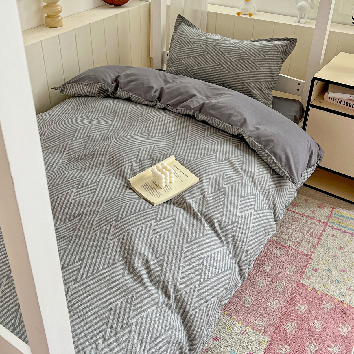 楠沐家纺 2025新款格子系列芦荟棉学生三件套四件套 勒夫