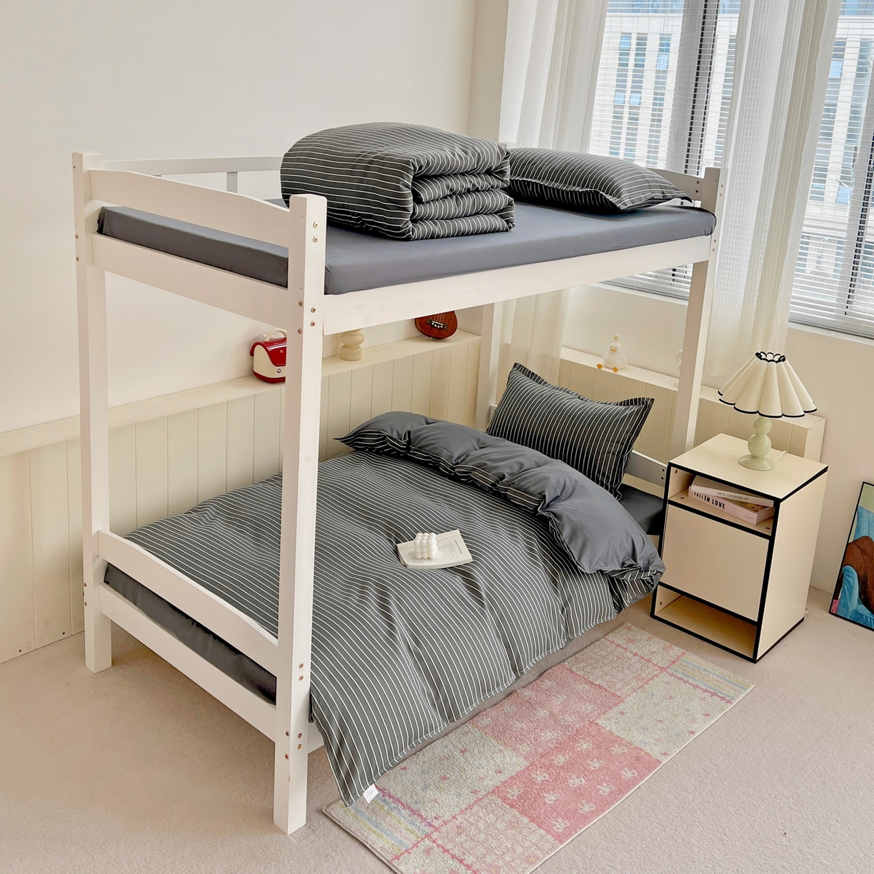 91家纺网 家纺一手货源 找家纺 楠沐家纺 2025新款格子系列芦荟棉学生三件套四件套 拿铁