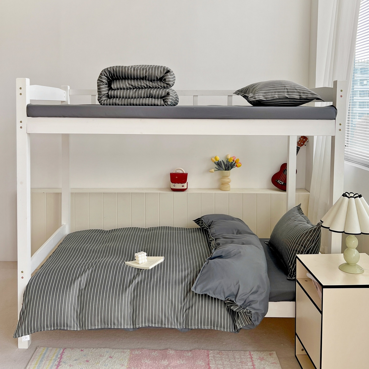 91家纺网 家纺一手货源 找家纺 楠沐家纺 2025新款格子系列芦荟棉学生三件套四件套 拿铁