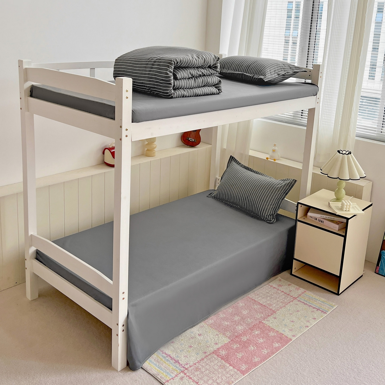 91家纺网 家纺一手货源 找家纺 楠沐家纺 2025新款格子系列芦荟棉学生三件套四件套 拿铁