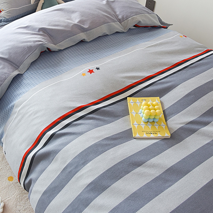 91家纺网 家纺一手货源 找家纺 天之爱 2025新款全棉纯棉学生上下铺宿舍三件套多件套六件套第二批 沐光-灰