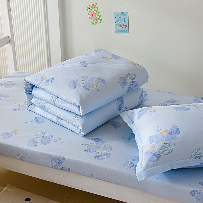 91家纺网 家纺一手货源 找家纺 天之爱 2025新款全棉纯棉学生上下铺宿舍三件套多件套六件套第二批 银杏叶