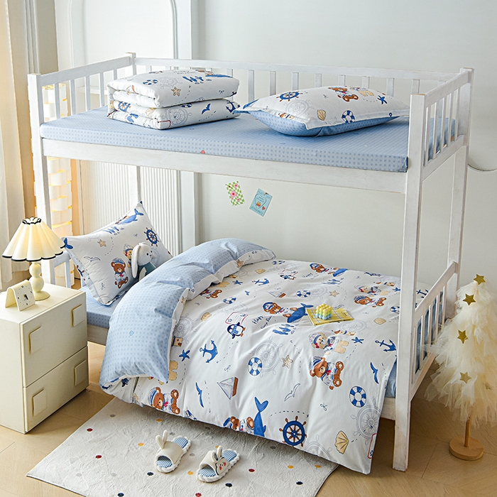 91家纺网 家纺一手货源 找家纺 天之爱 2025新款全棉纯棉学生上下铺宿舍三件套多件套六件套第二批 航海小熊