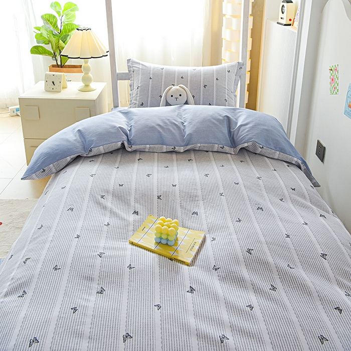 91家纺网 家纺一手货源 找家纺 天之爱 2025新款全棉纯棉学生上下铺宿舍三件套多件套六件套第二批 雨蝶