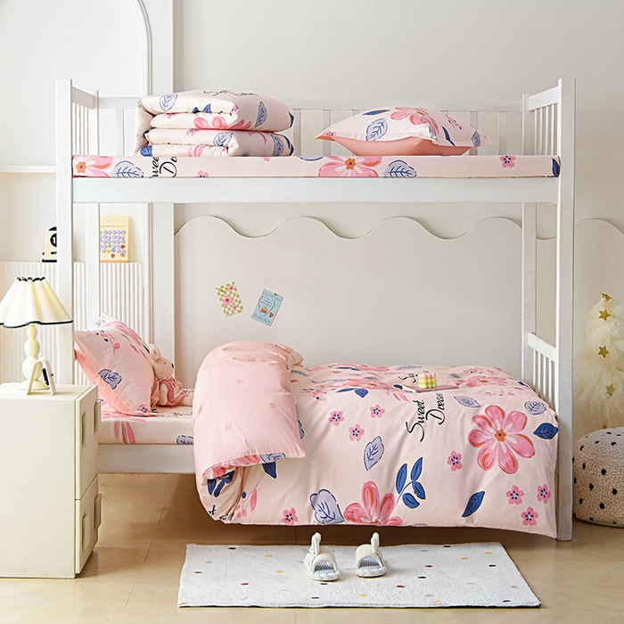 91家纺网 家纺一手货源 找家纺 天之爱 2025新款全棉纯棉学生上下铺宿舍三件套多件套六件套第二批 花晨月汐