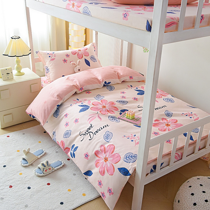 91家纺网 家纺一手货源 找家纺 天之爱 2025新款全棉纯棉学生上下铺宿舍三件套多件套六件套第二批 花晨月汐