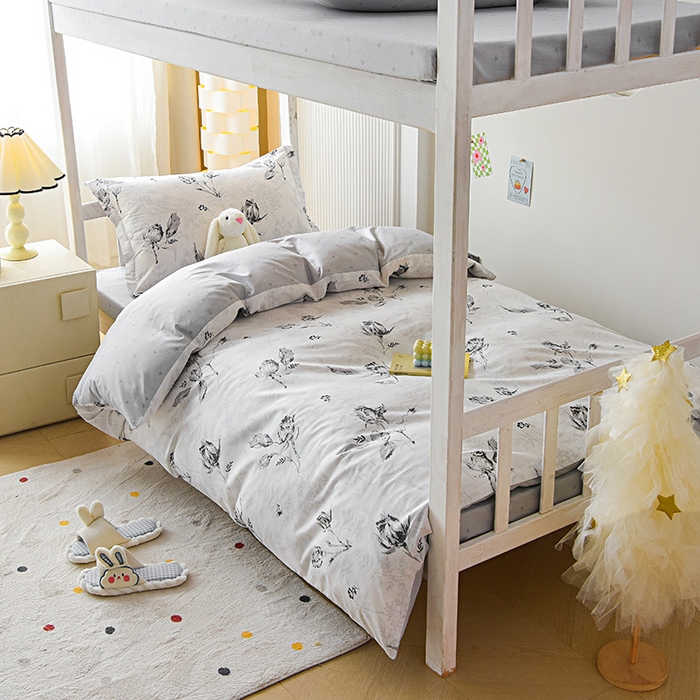 91家纺网 家纺一手货源 找家纺 天之爱 2025新款全棉纯棉学生上下铺宿舍三件套多件套六件套第二批 玫瑰夜语